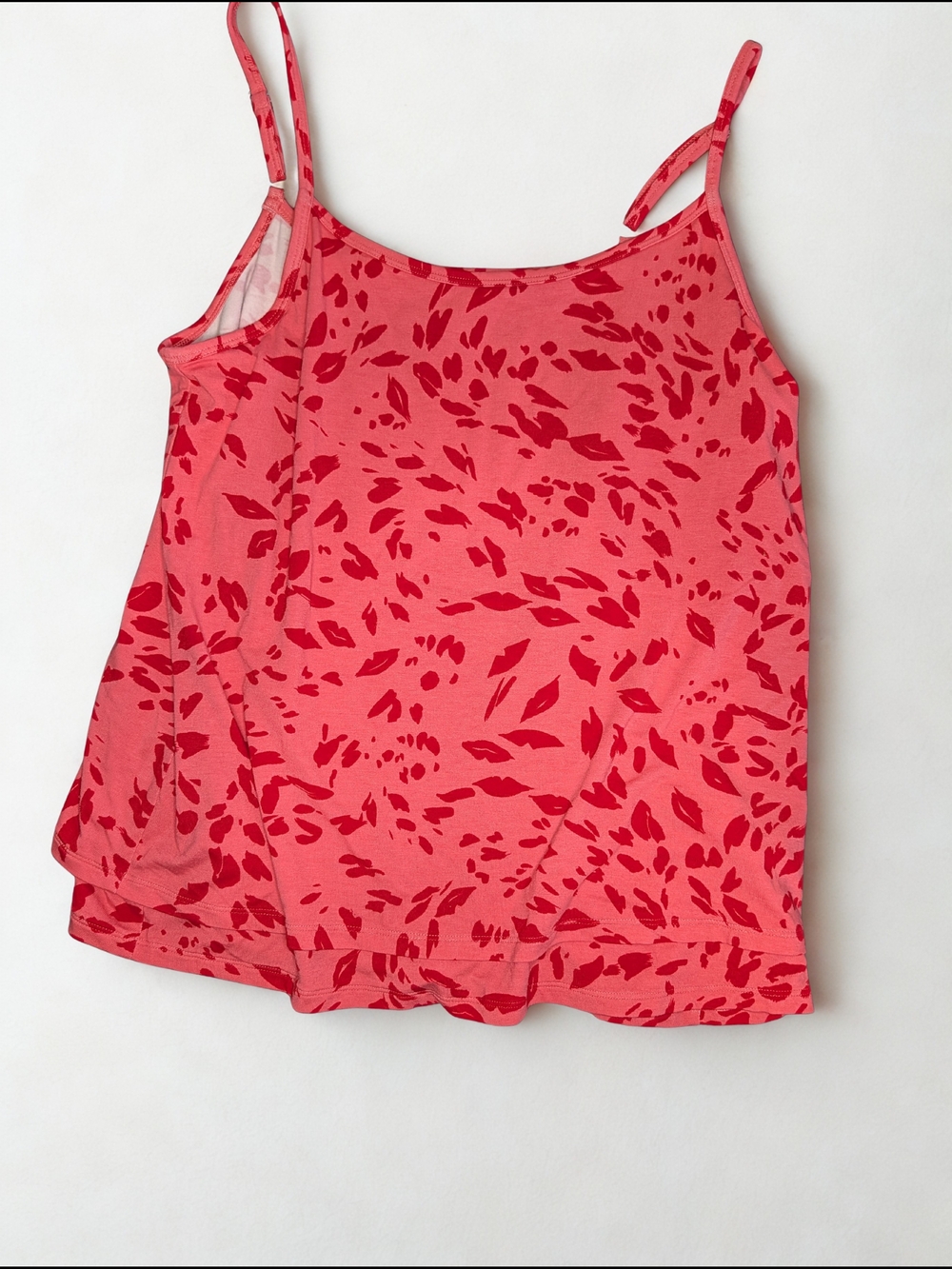 CAbi Coral Pink & Red Printed Spaghetti-Strap Cami